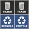 Avery Recycle and Trash Stickers, Blue and Black Recycle and Trash Signs for Bins, Containers, Trash Cans and Walls, Waterproof, UV Resistant, Preprinted, 4" x 4", 8 Total